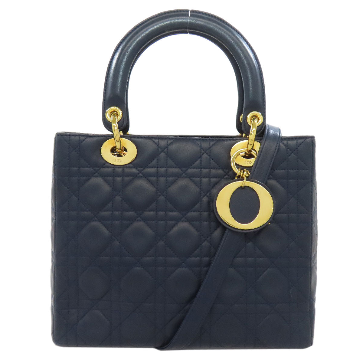 Dior Christian Handbag Calfskin Navy Lady Way Women Travel Bag
