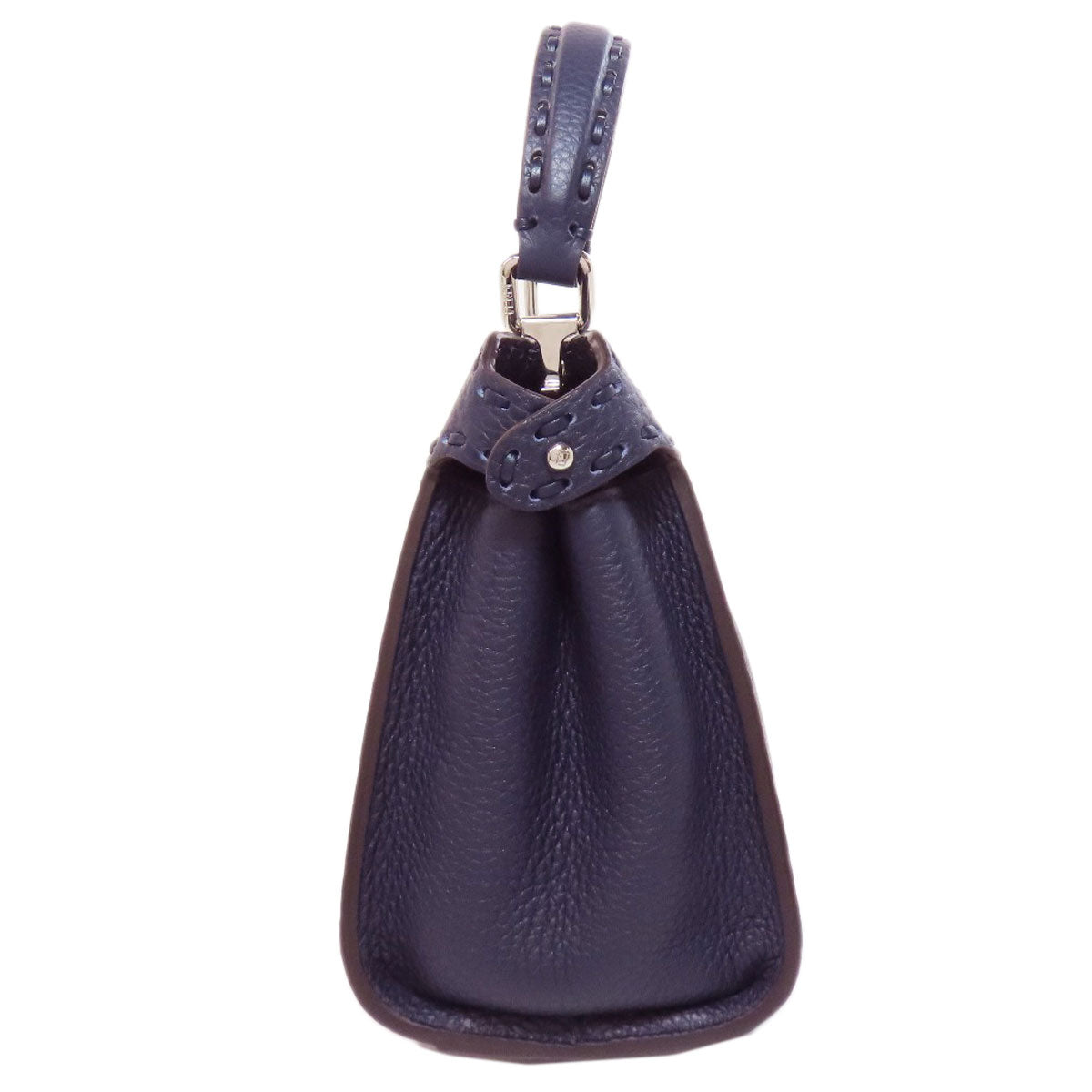 Fendi Handbag Calfskin Peekaboo Selleria 2Way Women Navy Mini Travel Bag