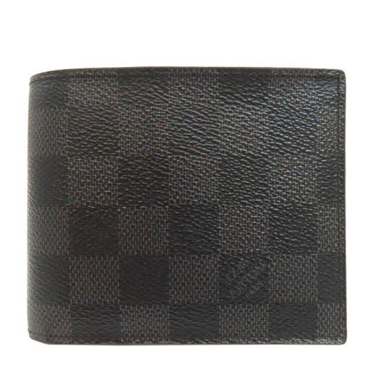 Louis Vuitton Bifold N63336 Damier Portefeuille EMarco Canvas Black Wallet Case