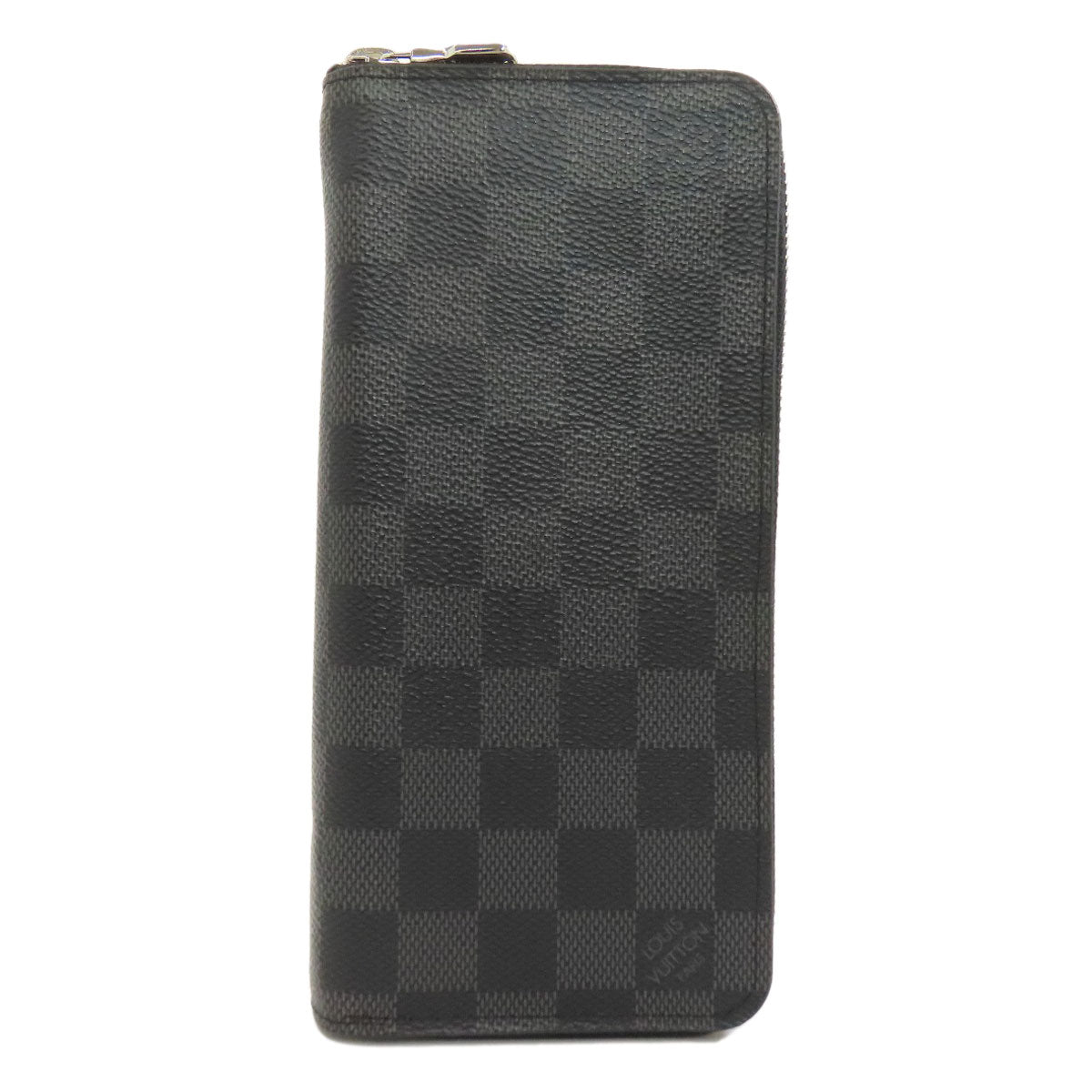Louis Vuitton Long Purse Damier Zippy Vertical Canvas Black Wallet Case