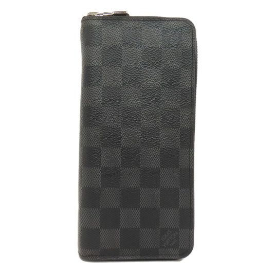 Louis Vuitton Long Purse Damier Zippy Vertical Canvas Black Wallet Case