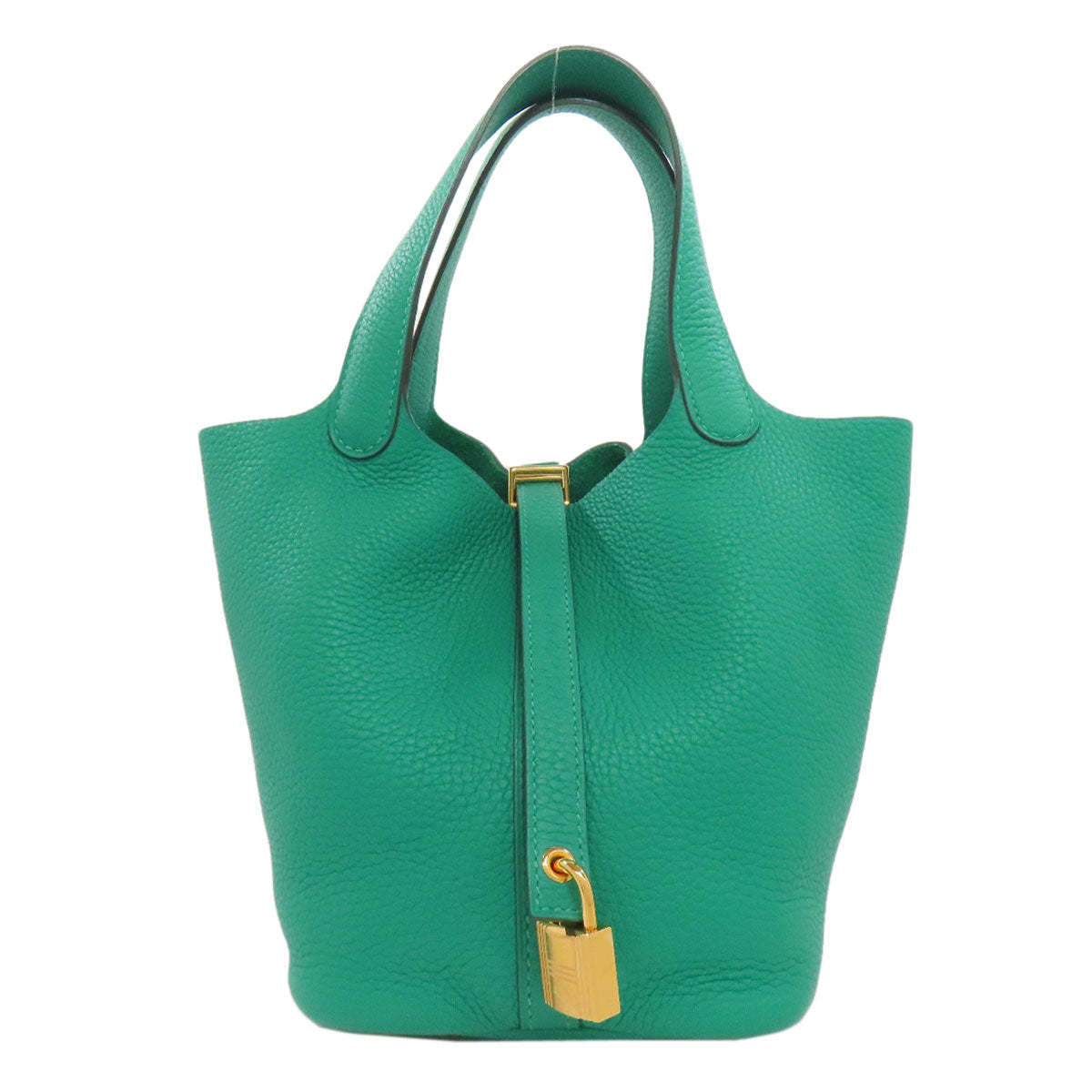 Taurillon Clemence Picotin Lock Pm Metal Green Gold Travel Bag