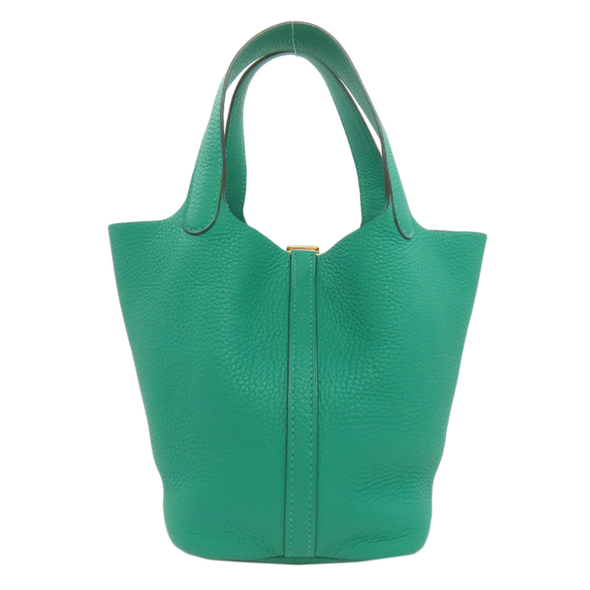Taurillon Clemence Picotin Lock Pm Metal Green Gold Travel Bag