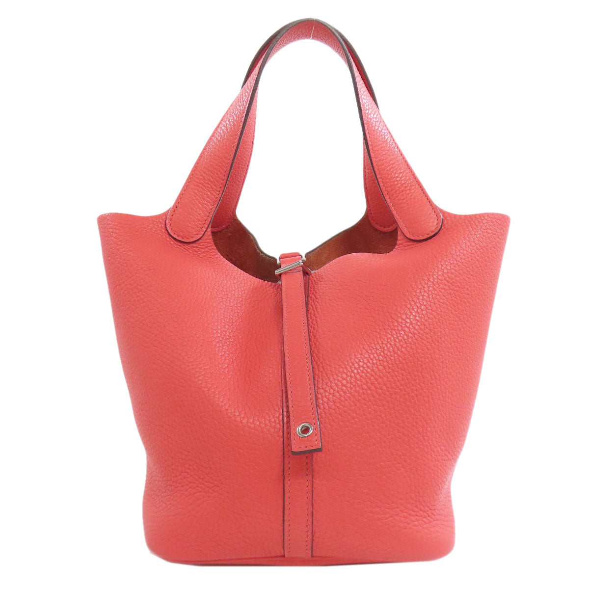 Taurillon Clemence Picotin Lock Mm Silvermetal Red Travel Bag