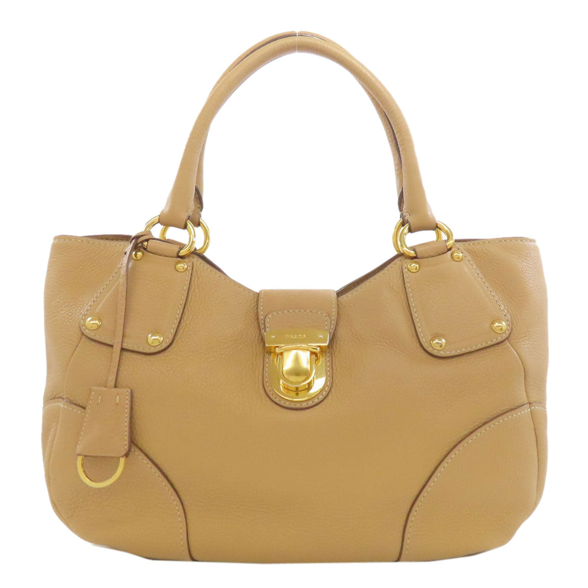 Handbag Leather Beige Logo Travel Bag