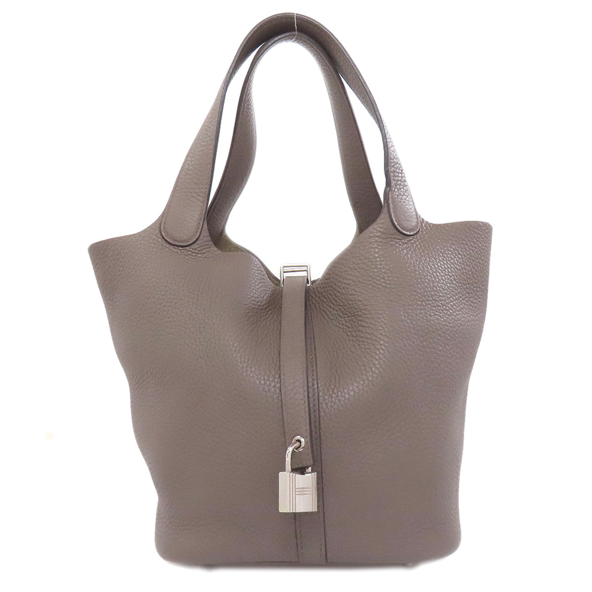 Taurillon Clemence Gray Picotin Lock Mm Ethan Silver Travel Bag
