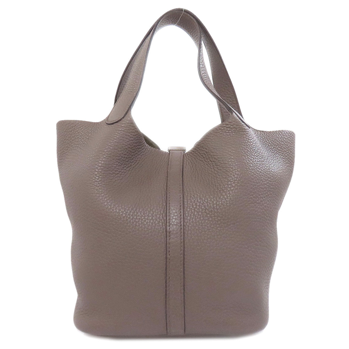 Taurillon Clemence Gray Picotin Lock Mm Ethan Silver Travel Bag