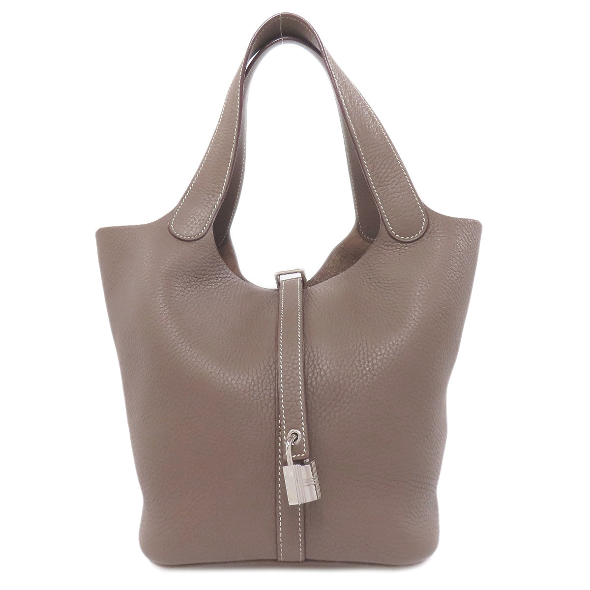 Hermes Handbag Taurillon Clemence Picotin Lock Mm Etoupe Silvermetal Brown Travel Bag
