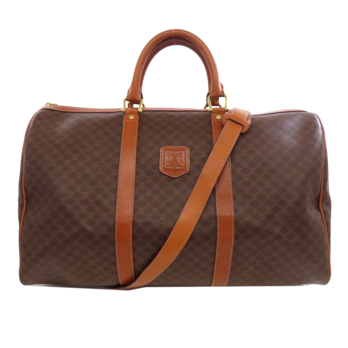 Boston Duffel Bag Pvc Macadam Pattern Brown Travel Bag