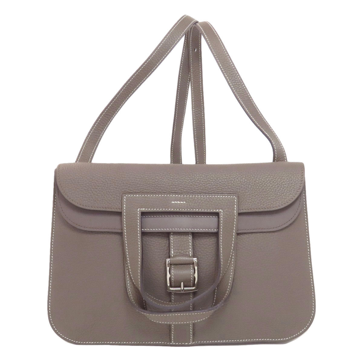 Hermes Handbag Taurillon Clemence Arzan Silvermetal Women Brown Travel Bag