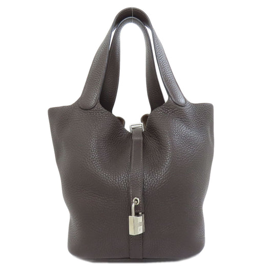 Hermes Handbag Taurillon Clemence Picotin Lock Mm Silvermetal Brown Travel Bag 75611032