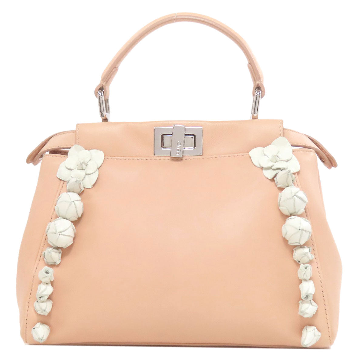 Fendi Handbag Calfskin Peekaboo Flower 2Way Pink Mini Travel Bag