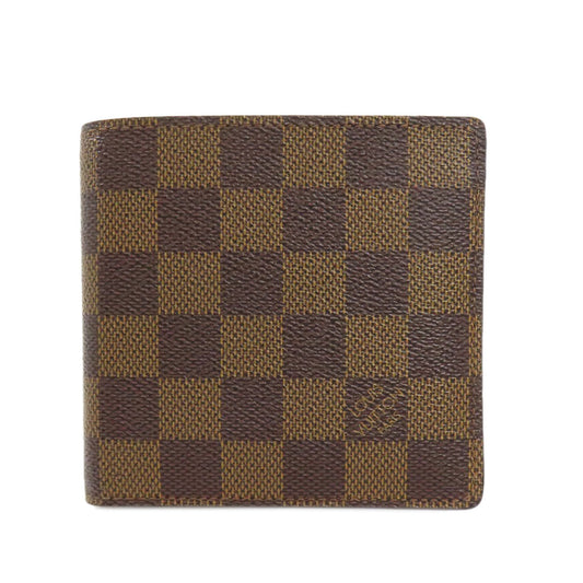 Louis Vuitton Bifold N61675 Damier Portefeuille EMarco Canvas Brown Wallet Case
