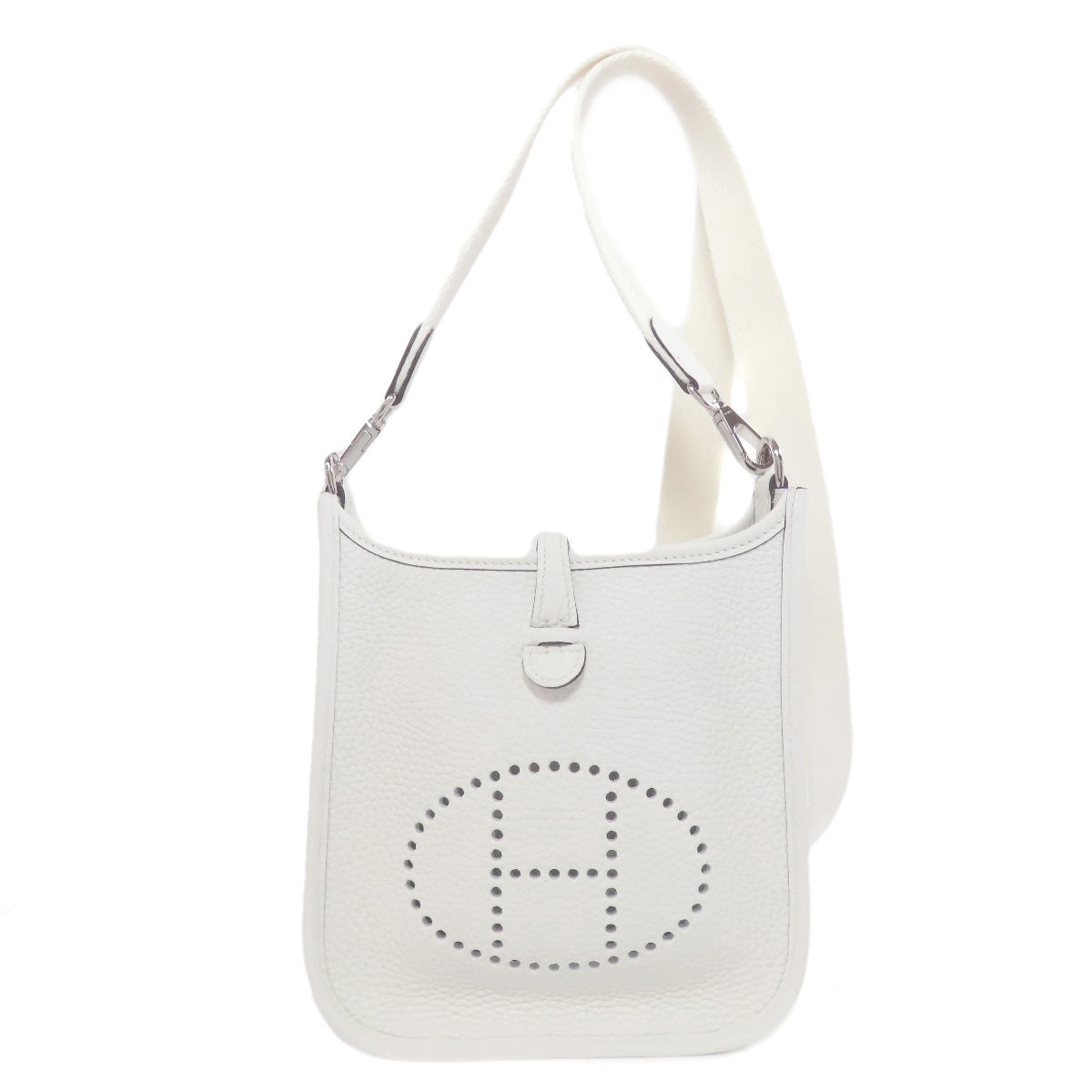 Shoulder Bag Taurillon Clemence Evelyn Tpm Silvermetal White