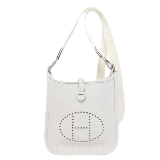Hermes Shoulder Bag Taurillon Clemence Evelyn Tpm Silvermetal Women White