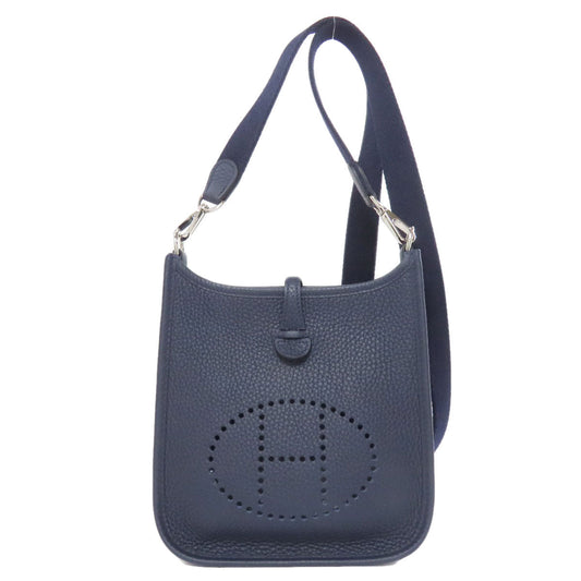 Hermes Shoulder Bag Taurillon Clemence Evelyn Tpm Silvermetal Women Navy