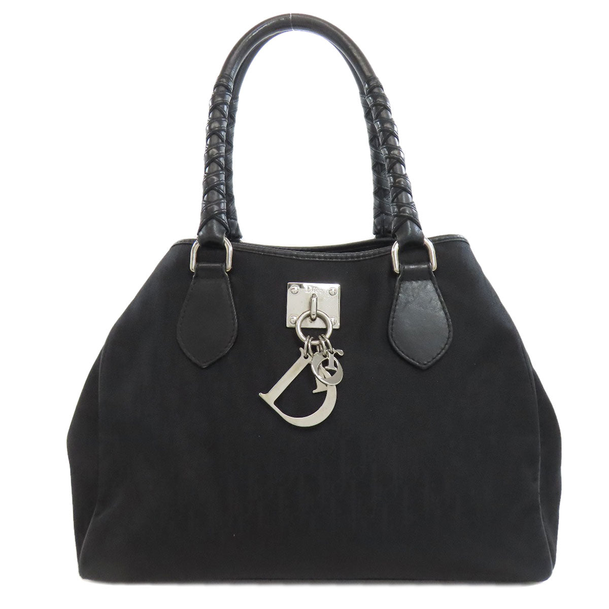 Dior Christian Handbag Trotter Pattern Nylon Black Travel Bag