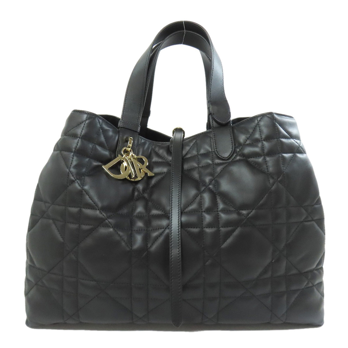 Dior Christian Tote Bag Calfskin Lady Women Black