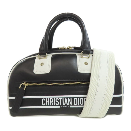 Dior Christian Handbag Calfskin Vibe Way Women Black Travel Bag
