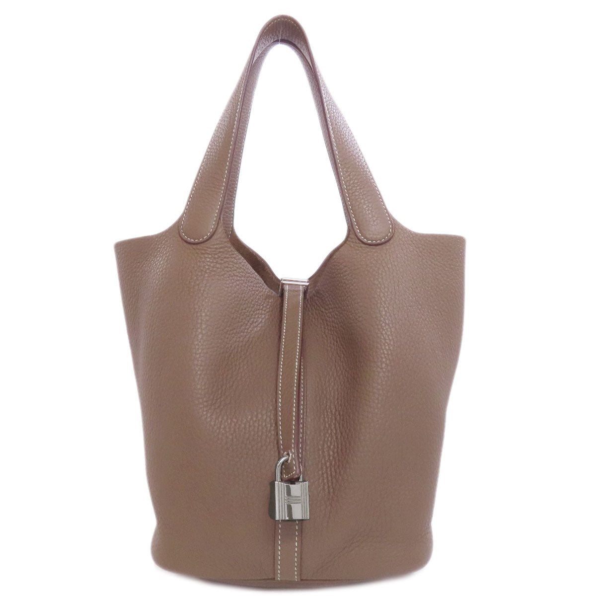 Hermes Handbag Taurillon Clemence Picotin Lock Mm Etoupe Silvermetal Beige Travel Bag 75627022