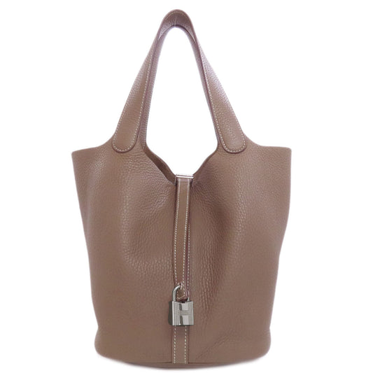 Hermes Handbag Taurillon Clemence Picotin Lock Mm Etoupe Silvermetal Beige Travel Bag 75627022