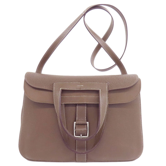 Hermes Shoulder Bag Taurillon Clemence Arzan Etop Silvermetal Beige