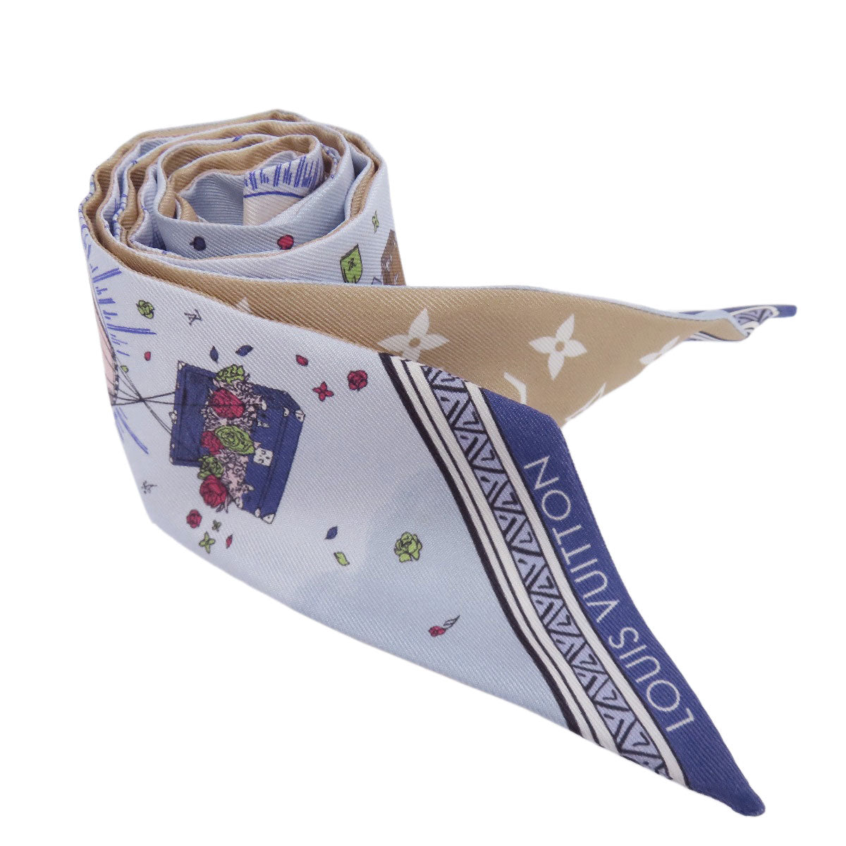 Louis Vuitton scarf M79533 silk Bandeau Eclipse Blue
