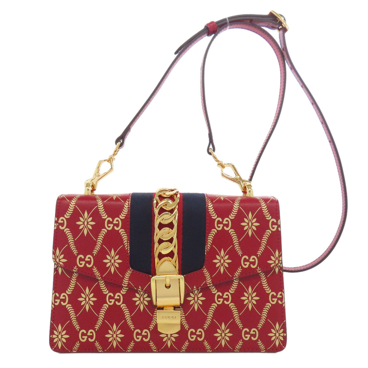 Gucci Sylvie GG Leather Red Shoulder Bag