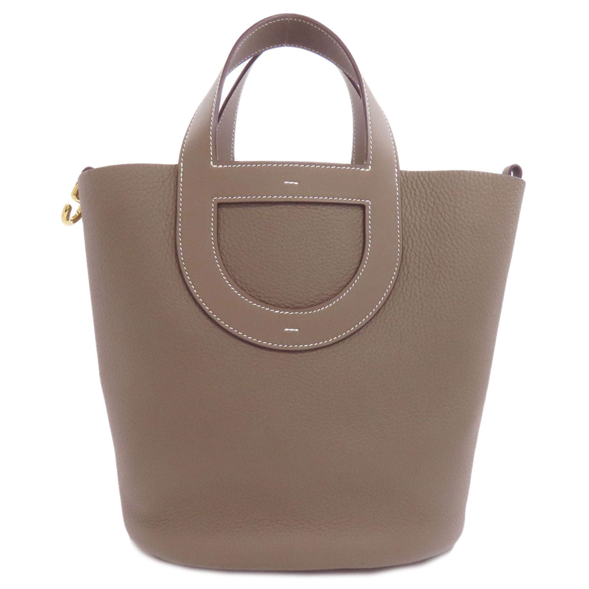 Taurillon Clemence In The Loop Etoupe Metal Beige Gold Travel Bag