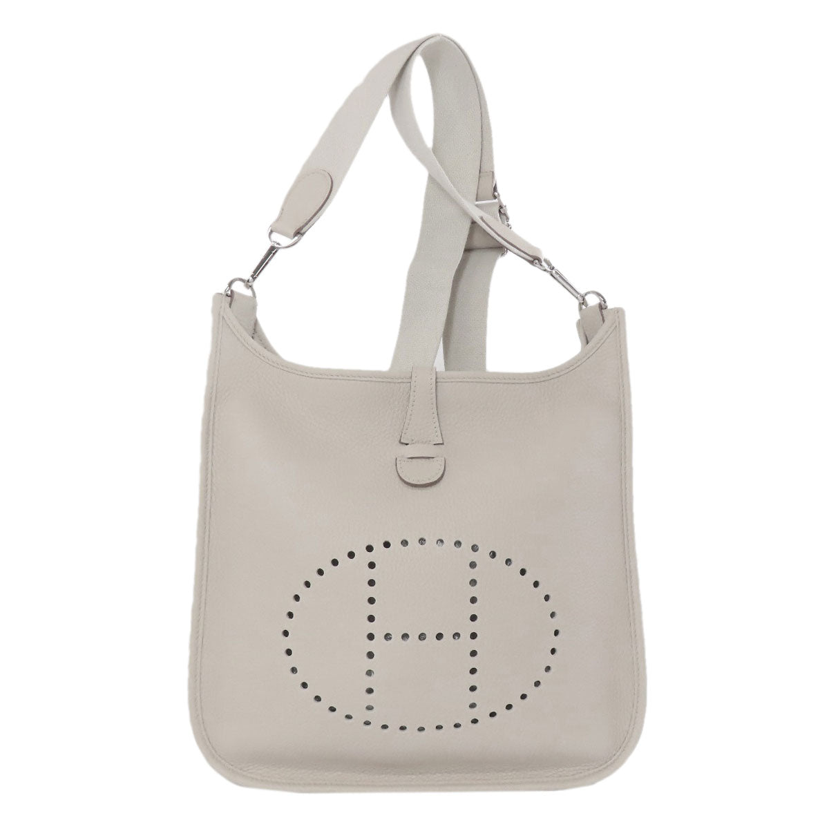 Shoulder Bag Taurillon Clemence Evelyn Pm Silvermetal White