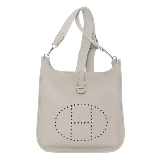 Hermes Shoulder Bag Taurillon Clemence Evelyn Pm Silvermetal White