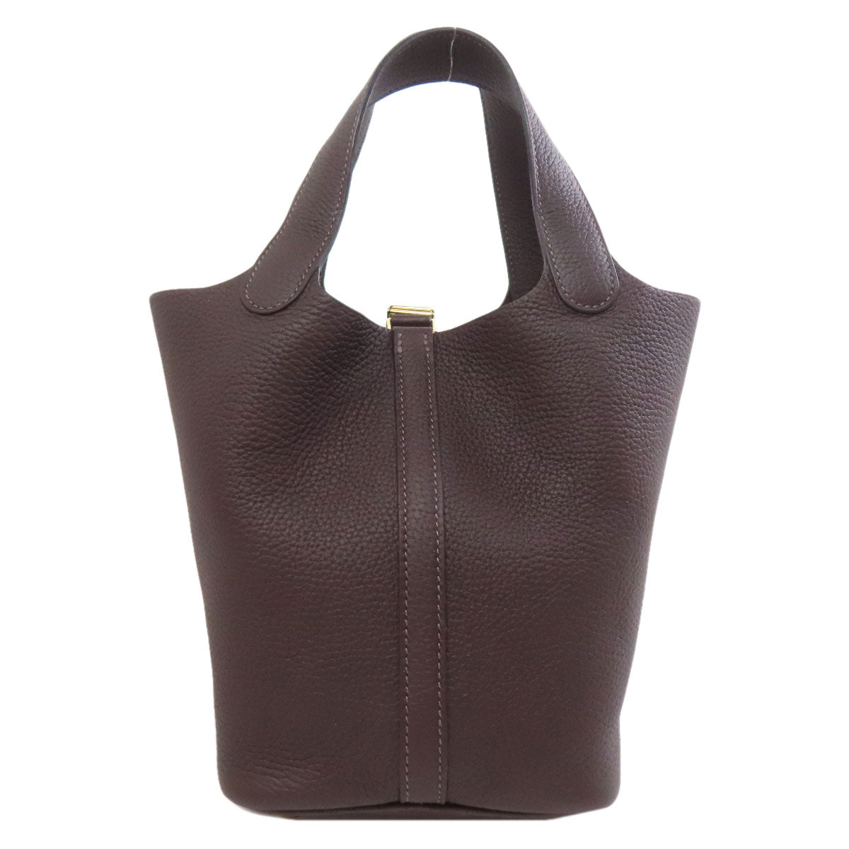 Taurillon Clemence Picotin Lock Pm Metal Brown Gold Travel Bag