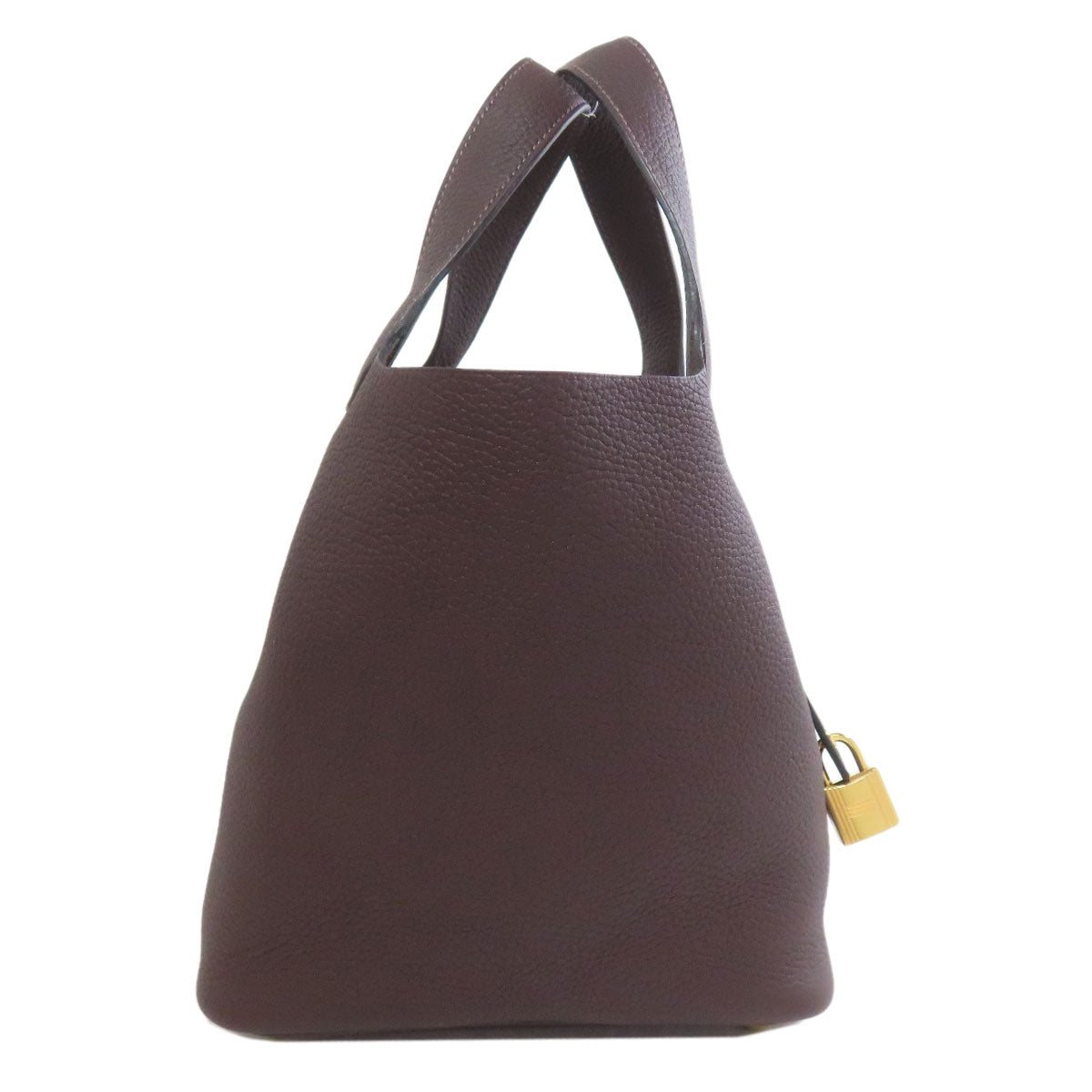 Hermes Handbag Taurillon Clemence Picotin Lock Pm Metal Brown Gold Travel Bag