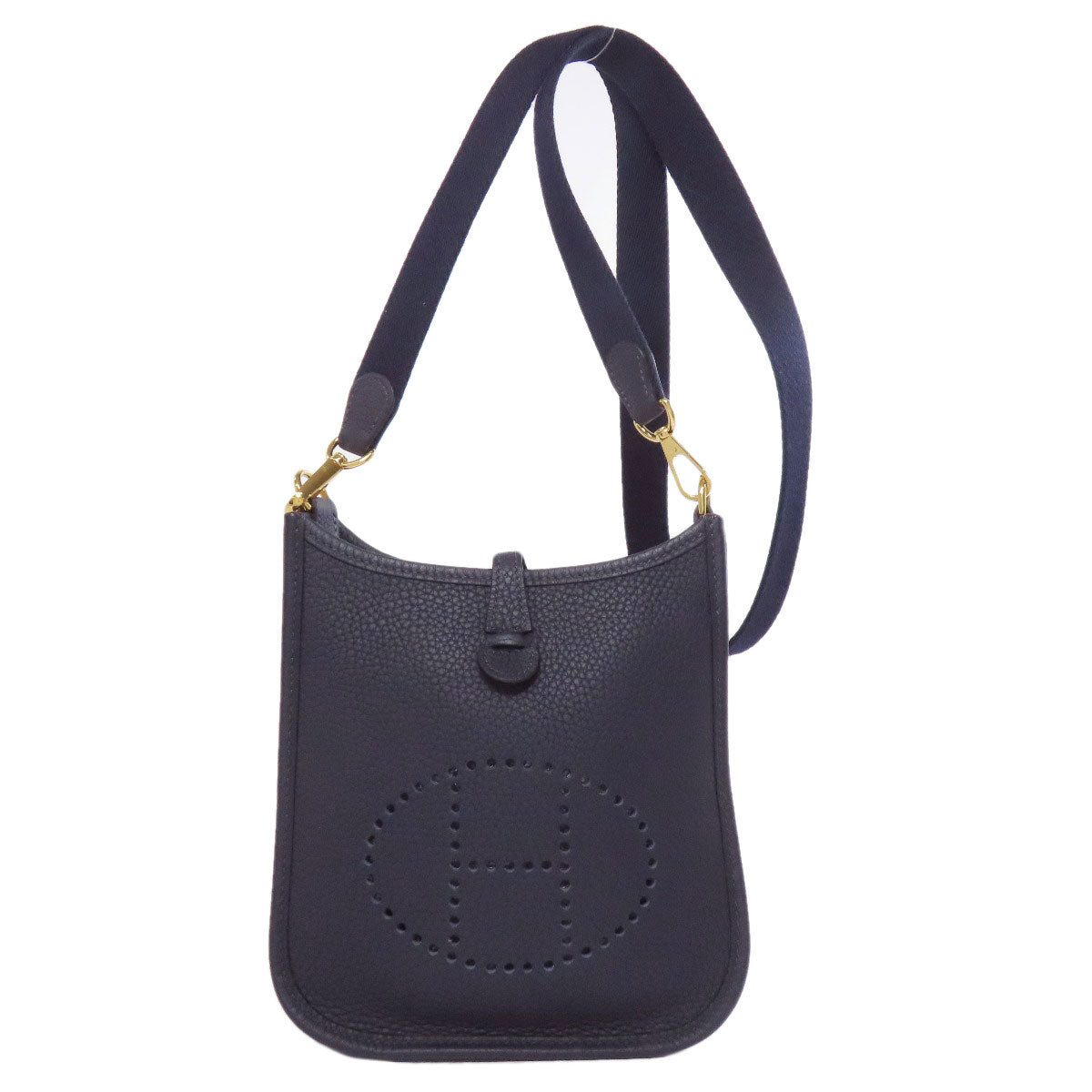 Hermes Shoulder Bag Taurillon Clemence Evelyn Tpm Metal Gold Navy