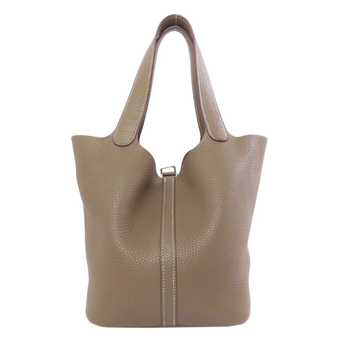 Hermes Handbag Taurillon Clemence Picotin Lock Mm Etoupe Silvermetal Beige Travel Bag