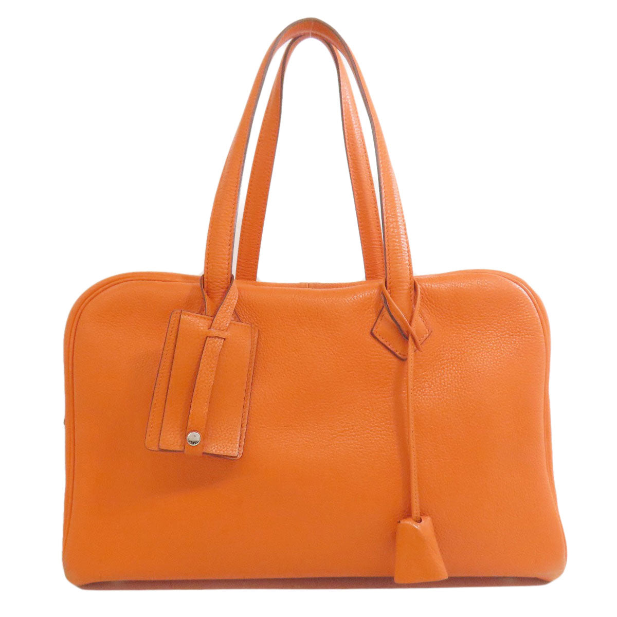 Hermes Tote Bag Taurillon Clemence Victoria Elan Metal Silver Orange