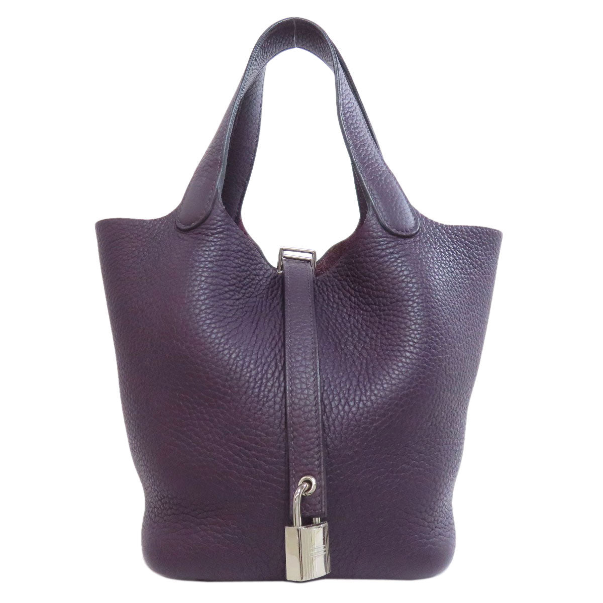Hermes Handbag Taurillon Clemence Picotin Lock Pm Silvermetal Purple Travel Bag