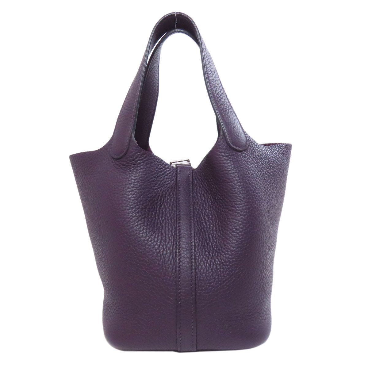 Taurillon Clemence Purple Picotin Lock Pm Silvermetal Travel Bag