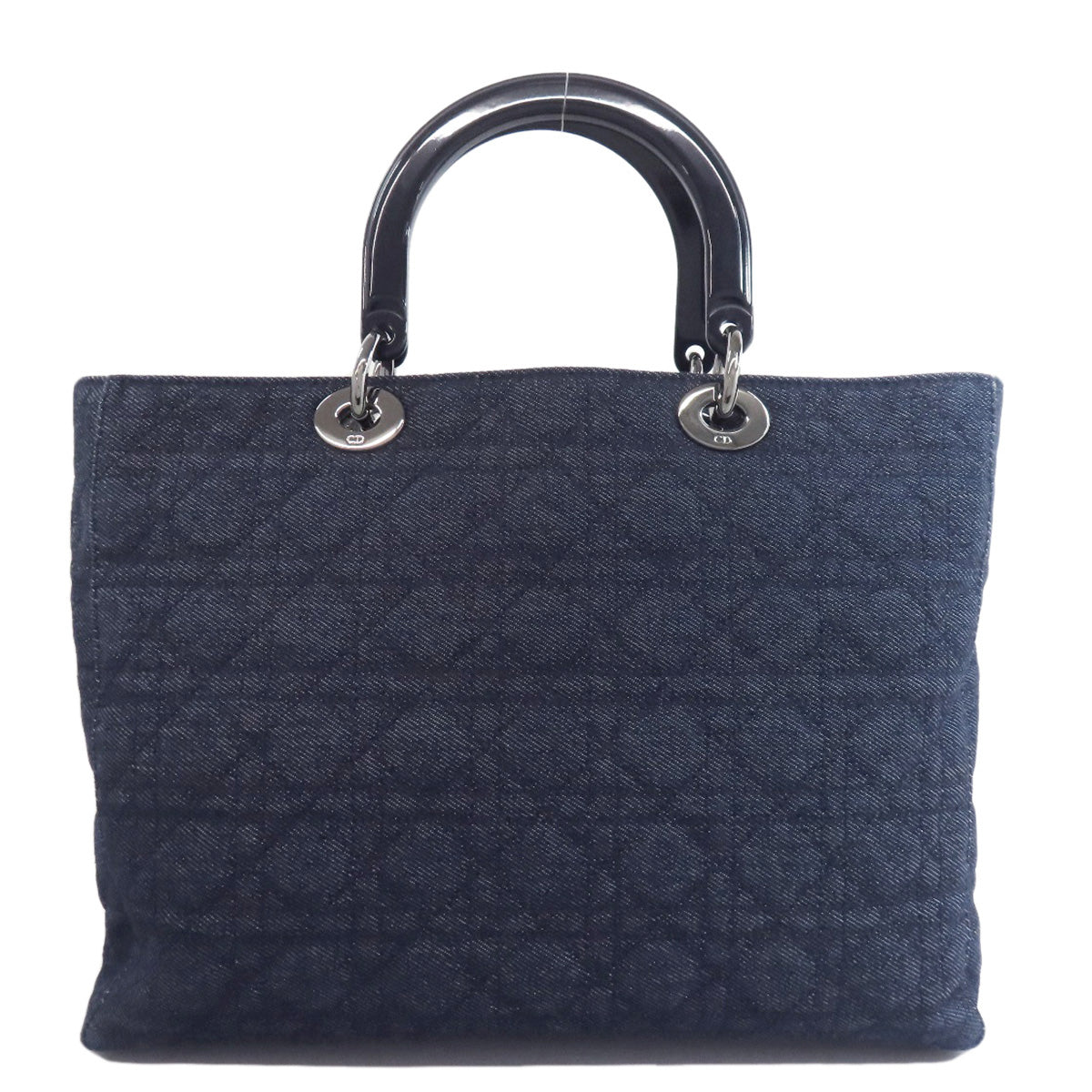Dior Christian Handbag Navy Lady Cannage Tote Way Denim Tote Bag