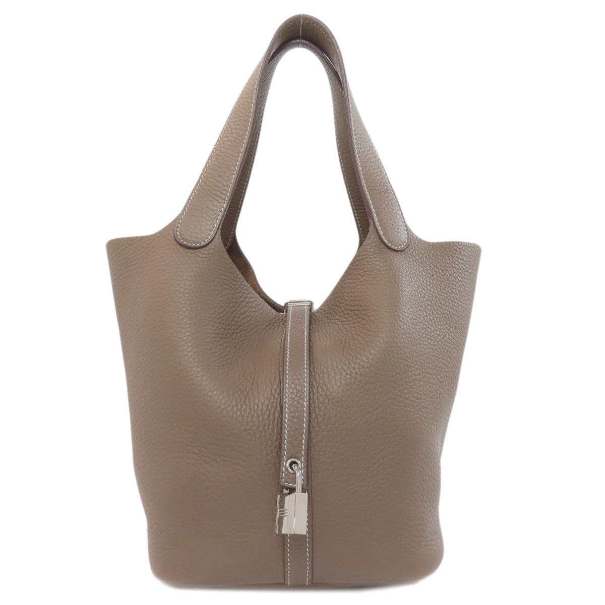 Hermes Handbag Taurillon Clemence Picotin Lock Mm Silvermetal Brown Travel Bag