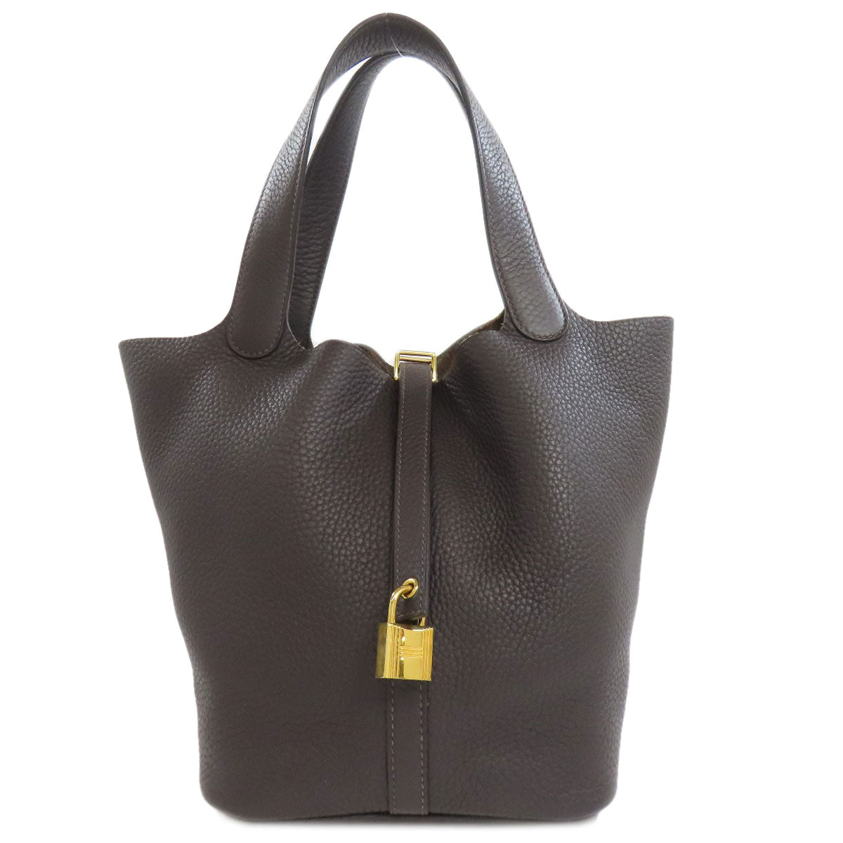 Hermes Handbag Taurillon Clemence Picotin Lock Mm Metal Brown Gold Travel Bag