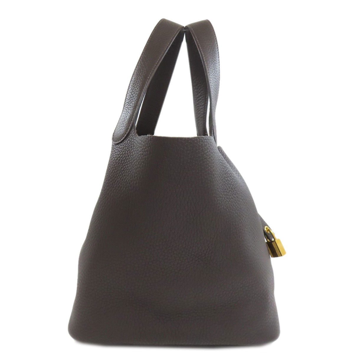 Hermes Handbag Taurillon Clemence Picotin Lock Mm Metal Brown Gold Travel Bag