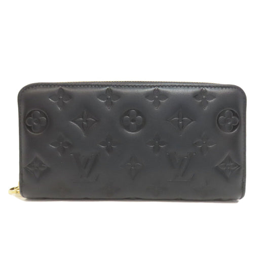 Louis Vuitton Long Purse M81510 Lamb Zippy Leather Black Wallet Case