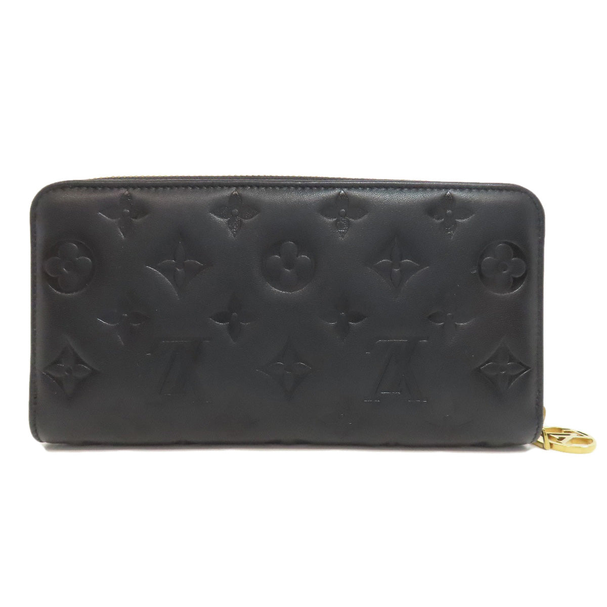 Louis Vuitton Long Purse M81510 Lamb Zippy Leather Black Wallet Case