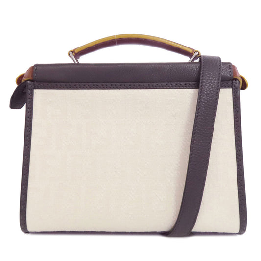 Fendi Handbag Peekaboo Fit Selleria 2Way Canvas White Travel Bag