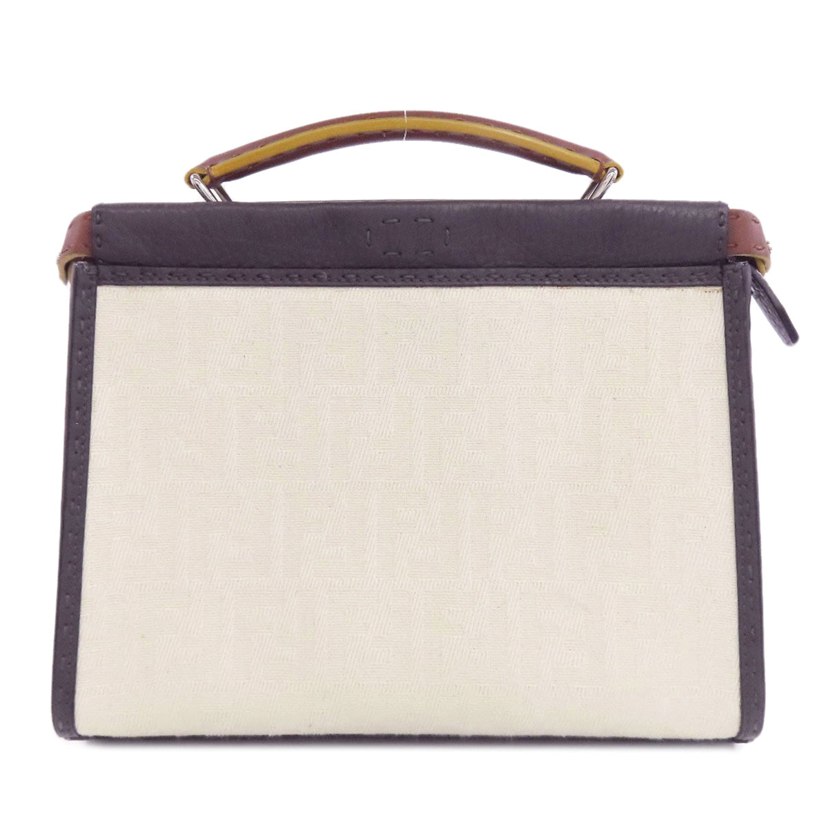 Fendi Handbag Peekaboo Fit Selleria 2Way Canvas White Travel Bag
