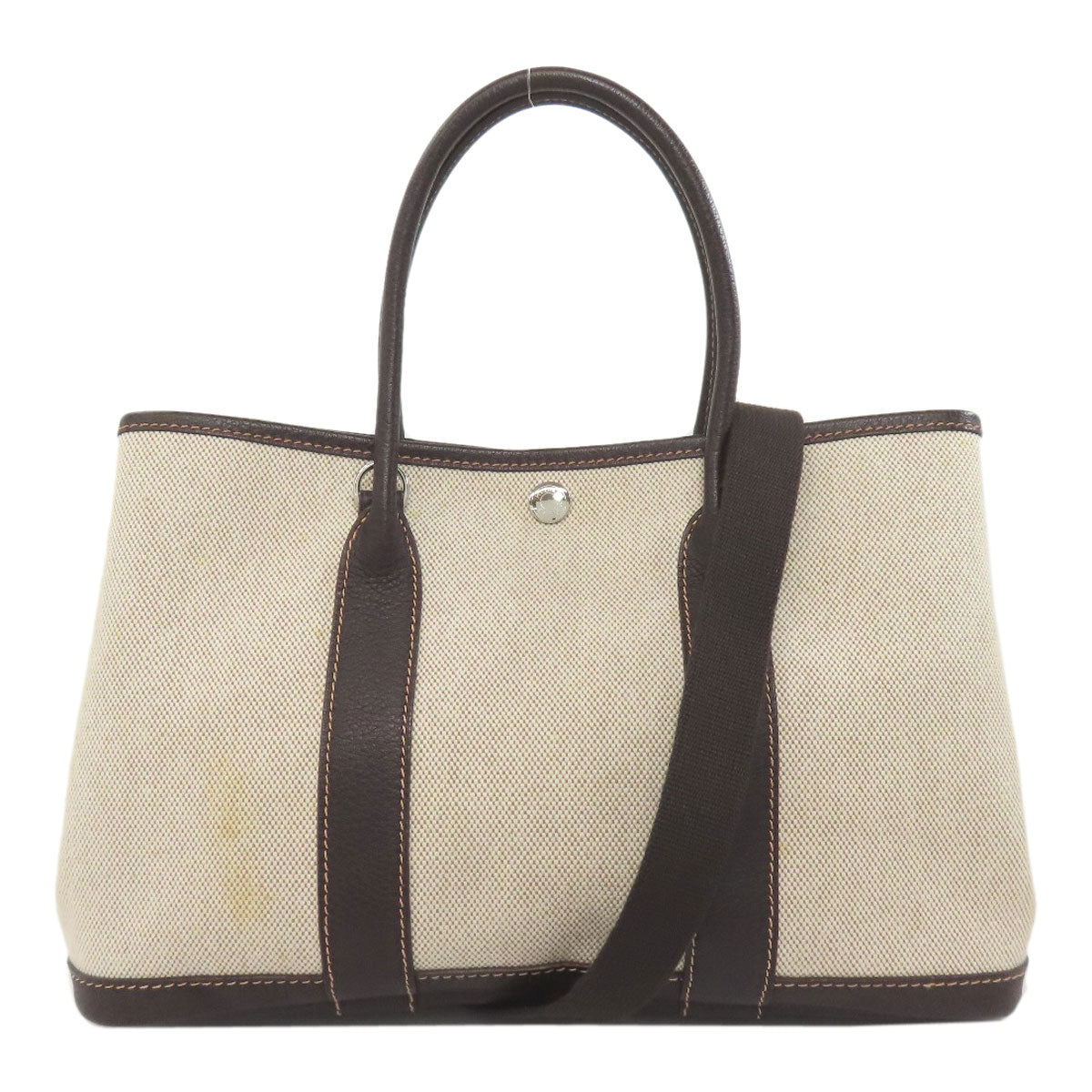 Hermes Handbag Towar Garden Party Tpm Maron Metal Beige Silver Travel Bag