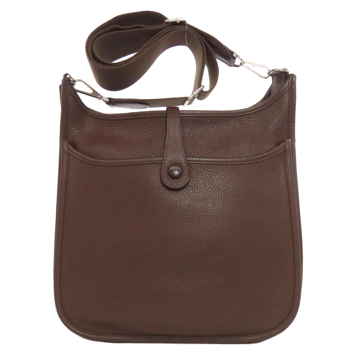 Hermes Shoulder Bag Taurillon Clemence Evelyn Chocolat Metal Brown Silver