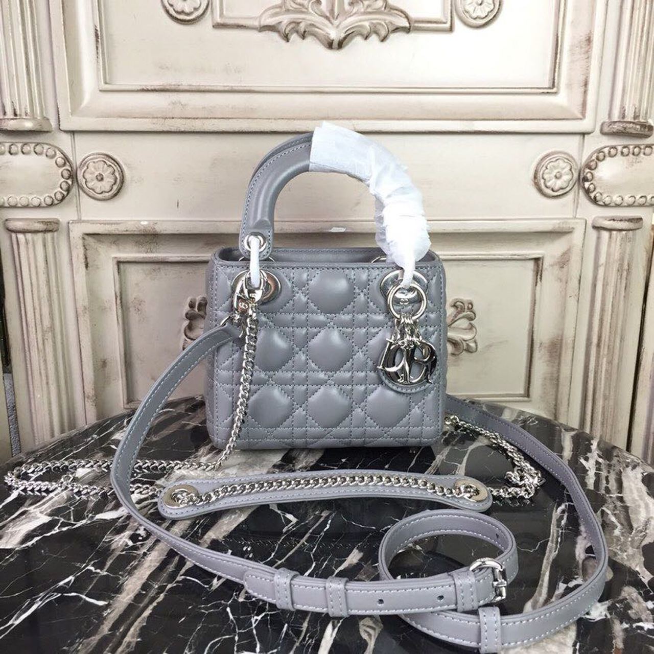 Lady 18cm SiTop Qualityer Hardware Lambskin Grey Mini Chain Mini Bag