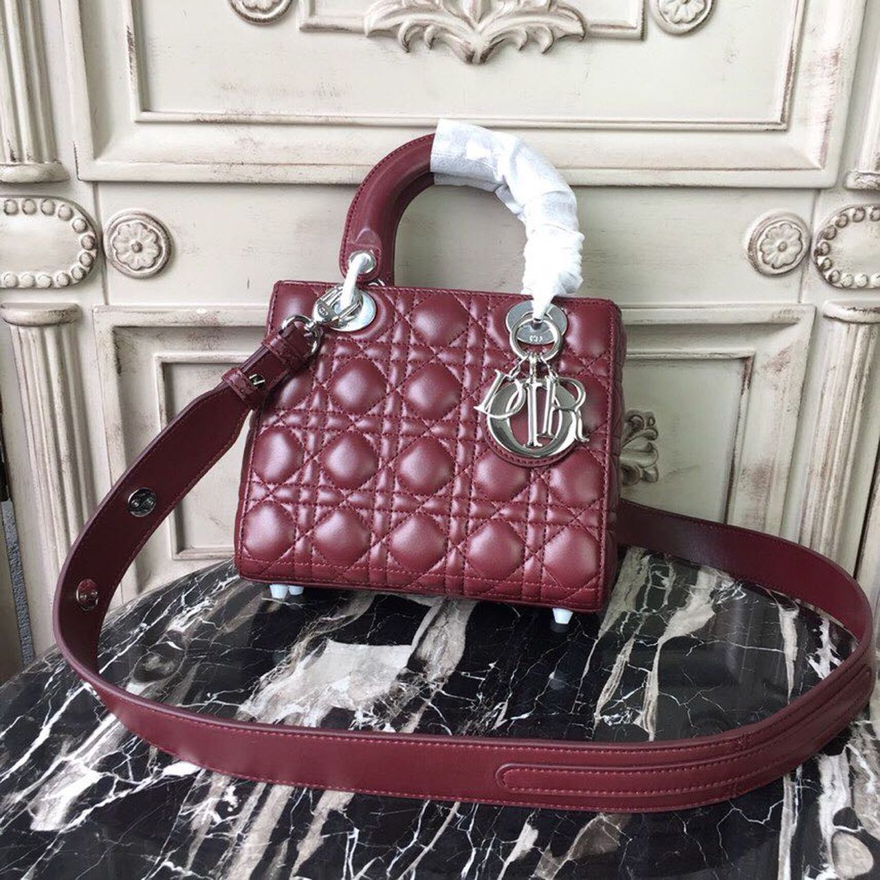 Lady SiTop Qualityer Hardware Burgundy Small Handbag